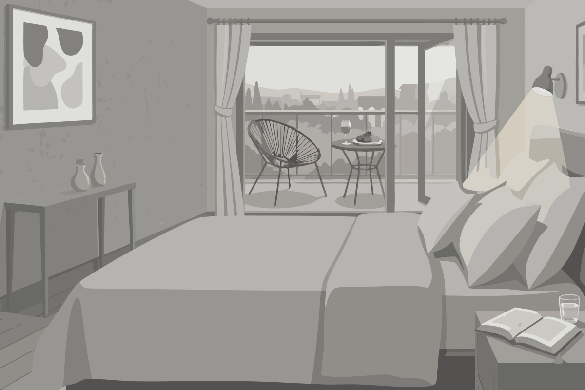 Habitación con cama grande